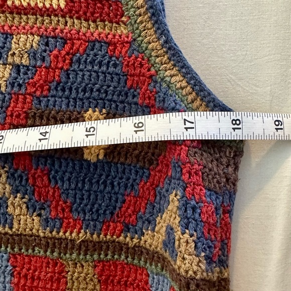 Robert Scott Southwest Cowboy Boho Western Linen Blend Hand Knit Vest Sz Small - Picture 12 of 13